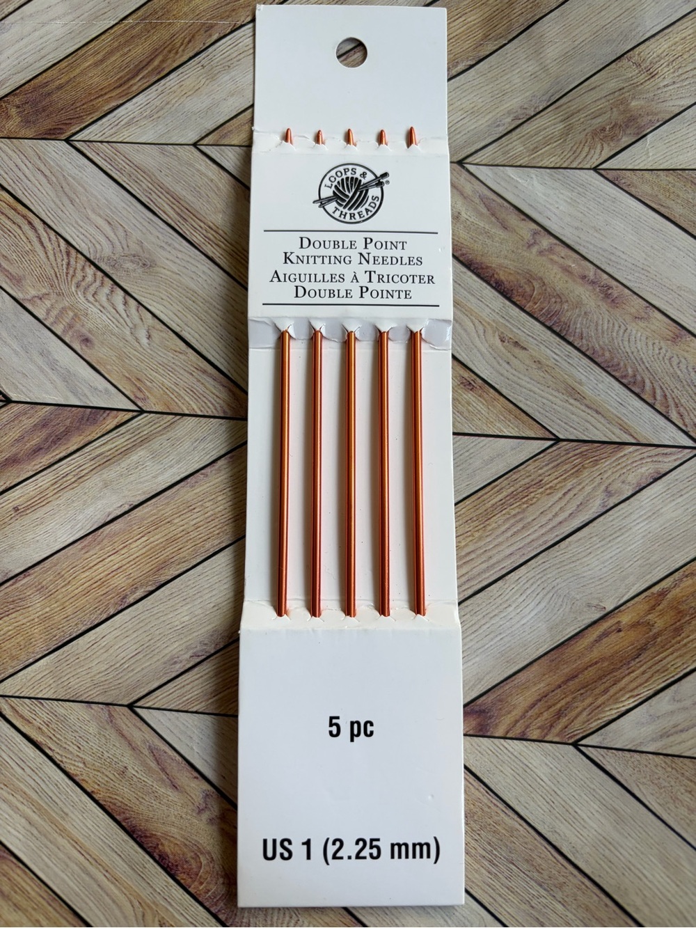 Loops & Threads Double Point Knitting Needles - 5pc US 1 (2.25 mm) Copper-Tone